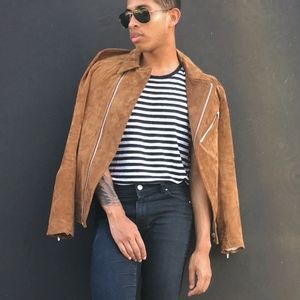 Zara Brown Suede Moto Jacket